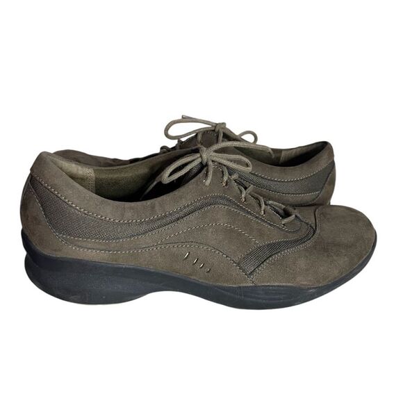 CLARKS In Motion Shoes Walking Comfort Lace Up Olive Nubuck Leather Size 10 N - Picture 1 of 11